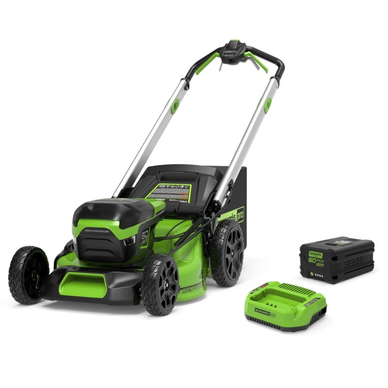 Akkukäyttöinen ruohonleikkuri itsevetävä Greenworks GD60LM51SPK4G6; 60 V; 1x4,0 Ah akku + G60B8-akku