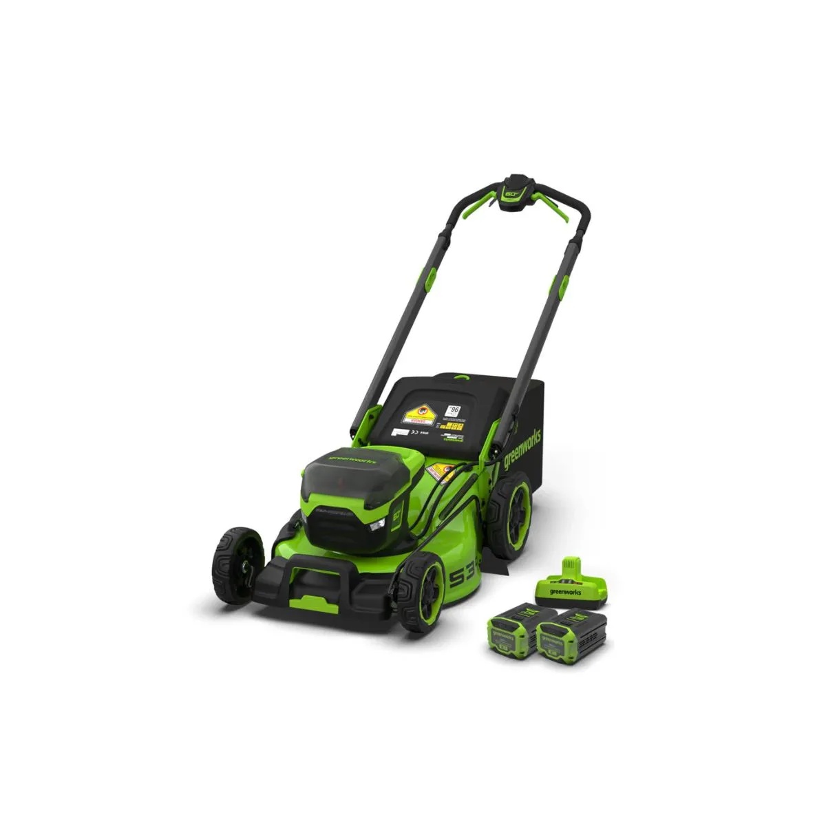 Akkukäyttöinen ruohonleikkuri itsevetävä Greenworks LM5104SA38Ah; 40 V; 2x5,0 Ah akut + 8,0 Ah akku