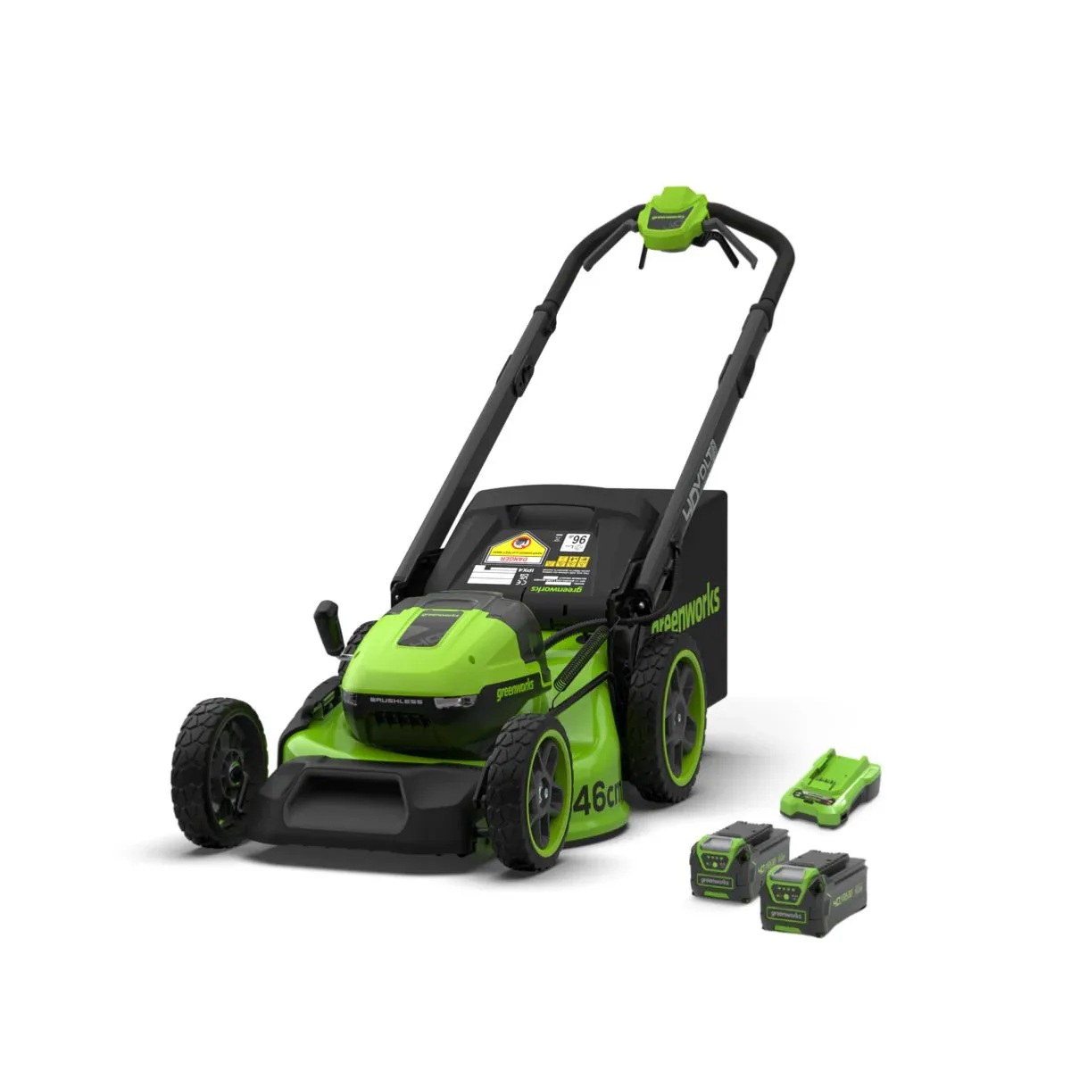 Akkukäyttöinen ruohonleikkuri itsevetävä Greenworks LM4604SA28Ah; 40 V; 2x4,0 Ah akut + 8,0 Ah akku