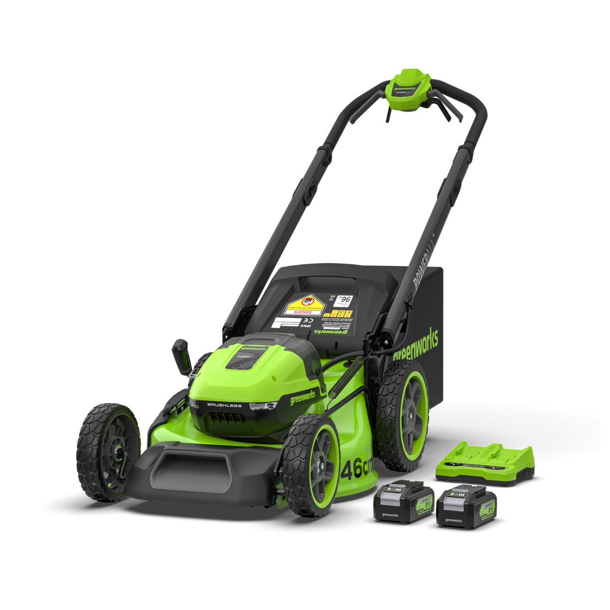 Akkukäyttöinen ruohonleikkuri itsevetävä Greenworks MO48L424-018Ah; 48 V; 2x4,0 Ah akut + 8,0 Ah akku