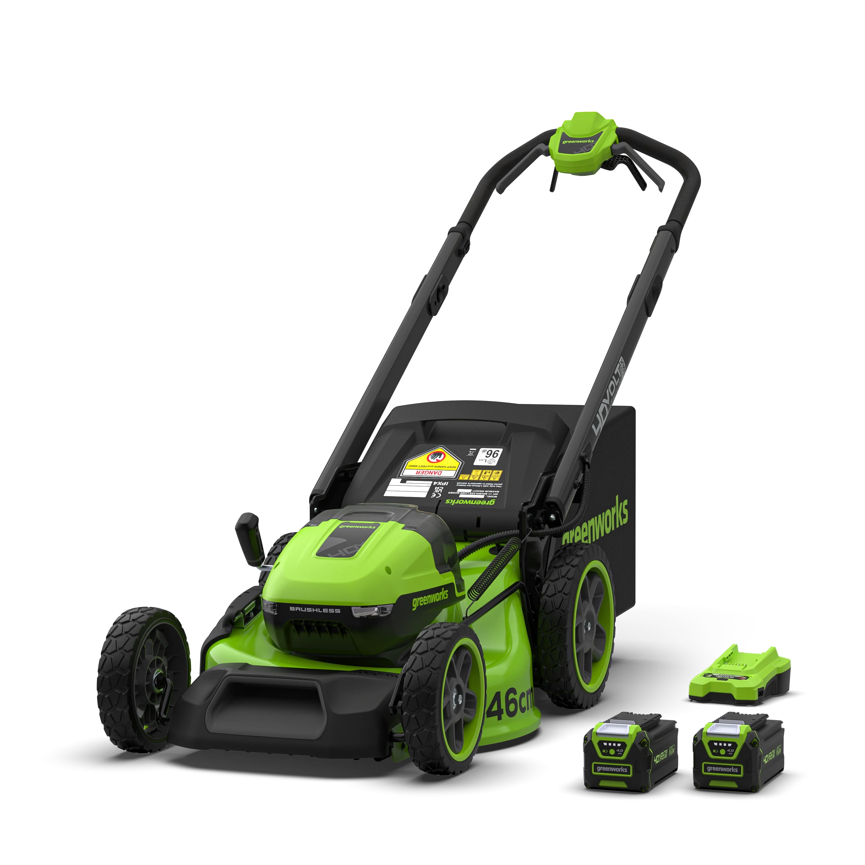 Akkukäyttöinen ruohonleikkuri itsevetävä Greenworks LM4604SA2; 40 V; 2x4,0 Ah akku
