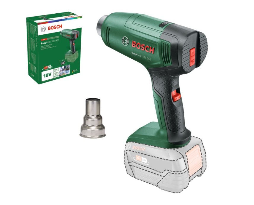 Kuumailmapuhallin Bosch EasyHeat 18V-500; 18 V (ilman akkua ja laturia)
