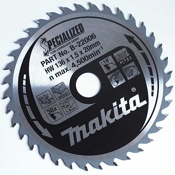 Katkaisuterä puulle Makita; 136x1,8x20,0 mm; Z36; 18°