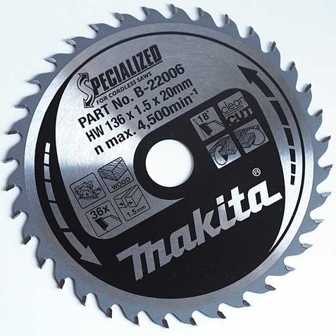 Katkaisuterä puulle Makita; 136x1,8x20,0 mm; Z36; 18°