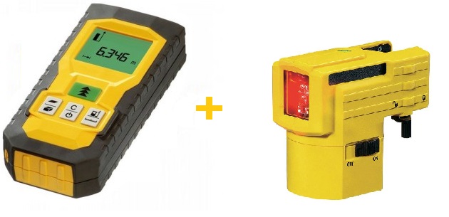 Laseretäisyysmittalaite Stabila LD300 +Ristilaser Stabila LAX 50