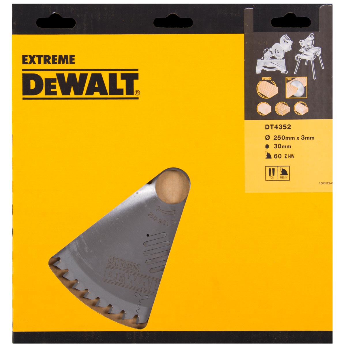 Katkaisuterä puulle DeWalt; 250x3x30,0 mm; Z60; -5°