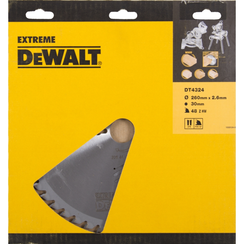Katkaisuterä puulle DeWalt; 260x2,6x30,0 mm; Z48; 10°