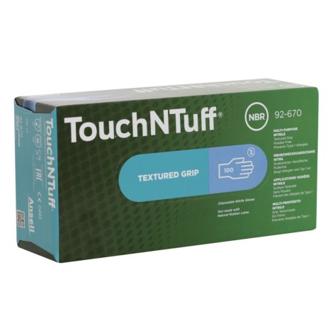 Työkäsineet Ansell TouchNTuff 92-670; S; 100 kpl.