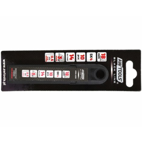 Veitsi, vaihdettavat terät AWTools AW29131BL; 18 mm; 10 kpl.