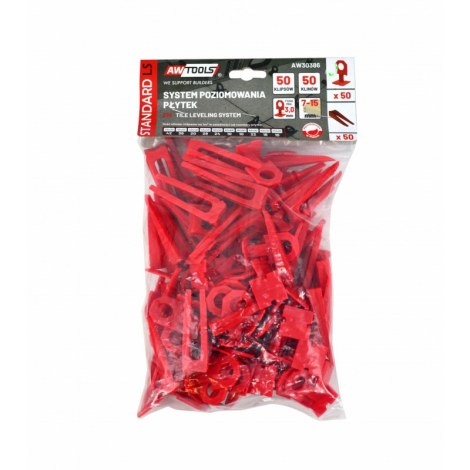 Setti; laatan tasaus AWTools AW30386; 3 mm; 7-15 mm; 50+50 kpl.