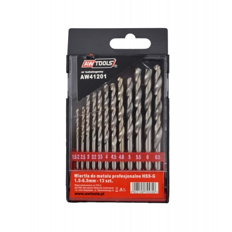 Metalliporanterä AWTools AW41201; HSS-G; 1,5-6,5 mm; 13 kpl.