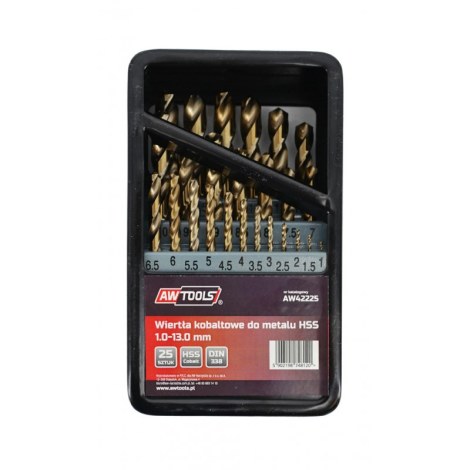 Metalliporanterä AWTools AW42225; HSS-Co; 1-13 mm; 25 kpl.