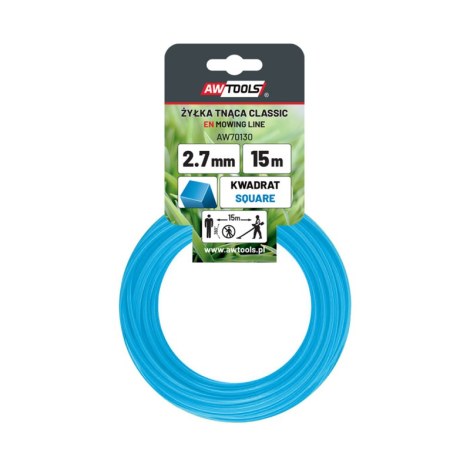 Leikkuulanka AWTools AW70130; (2,7 mm/15 m) sininen, neliö