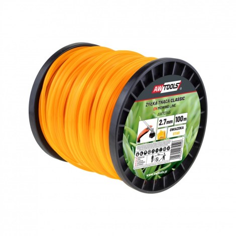 Leikkuulanka AWTools AW70145; (2,7 mm/100 m) keltainen, kuusiokulmainen