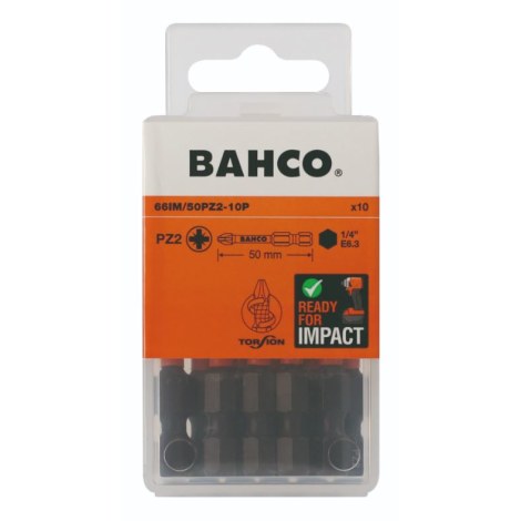 Kärkisarja iskevälle ruuvinvääntimelle Bahco 66IM/50PZ2-10P; PZ2; 50 mm; 10 kpl.