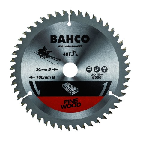 Katkaisuterä puulle Bahco 8501-165-20-48XF; 165x20 mm; 48T; 5°