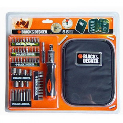 Tarvikesarja BLACK & DECKER A 7104; 56 kpl.+ ruuvinväännin