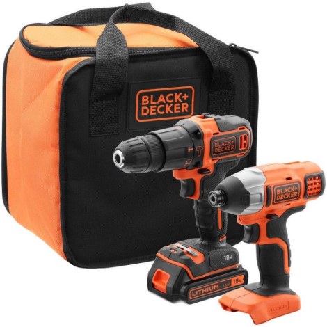 Työkalusarja Black & Decker BCK21S1S-QW (BDCHD18 + BDCIM18N); 18 V; 1x1,5 Ah akku