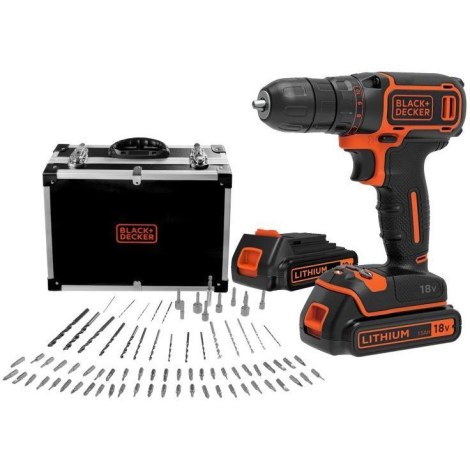 Pora/ruuvinväännin Black & Decker BDCDC18BAFC-QW; 18 V; 2x1,5 Ah akku + tarviketta