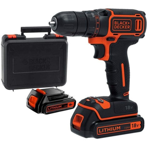 Pora/ruuvinväännin Black & Decker BDCDC18KB-QW; 18 V; 2x1,5 Ah akku