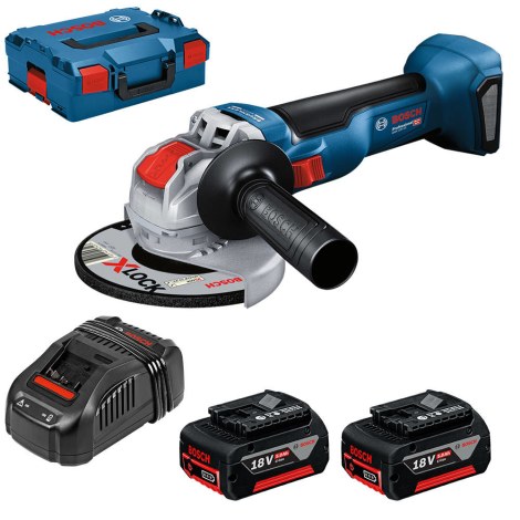 Kulmahiomakone Bosch GWX 18V-10 X-lock; 18 V; 2x5,0 Ah akku