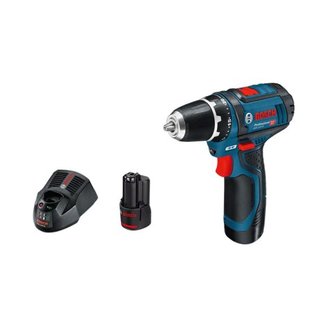Pora/ruuvinväännin Bosch GSR 12V-15; 12 V; 2x2,0 Ah akku
