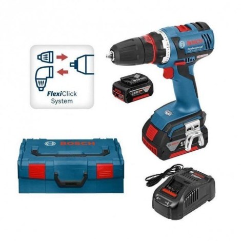 Pora/ruuvinväännin Bosch GSR 18 V-EC FC2; 18 V; 2x4,0 Ah akku