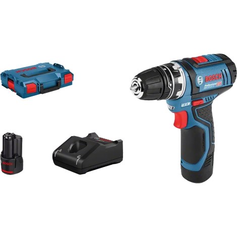 Pora/ruuvinväännin Bosch GSR 12V-15 FC Flex Set; 12V; 2x2,0 Ah akku