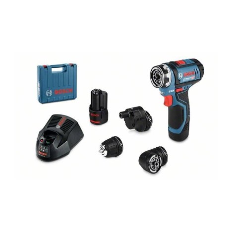 Akkukäyttöinen ruuvinväännin Bosch GSR 12V-15 FC Professional; 12 V; 2x2,0 Ah akku + tarviketta