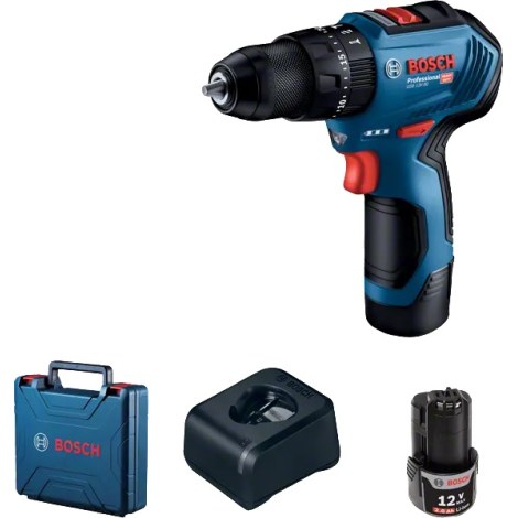 Iskupora / ruuvinväännin Bosch GSB 12V-30; 12 V; 2x2,0 Ah akku
