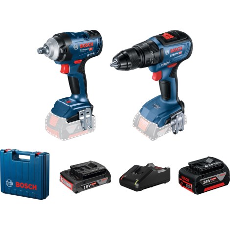 Työkalusarja Bosch 06019K0003 (GDS 18V-400 + GSB 18V-50); 18 V; 1x2,0/5,0 Ah akku