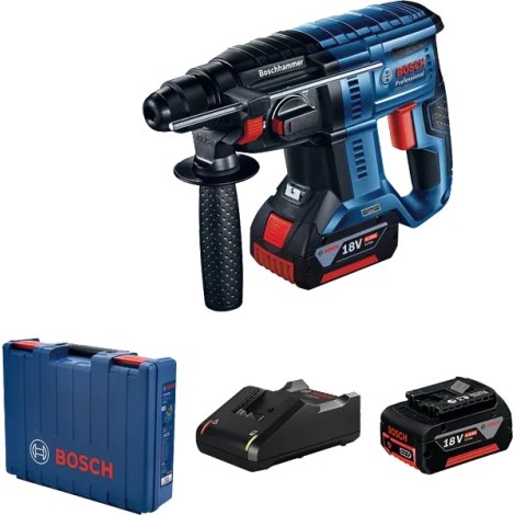 Akkukäyttöinen poravasara Bosch GBH 180-LI; 2,0 J; SDS-plus; 18 V; 2x4,0 Ah akku