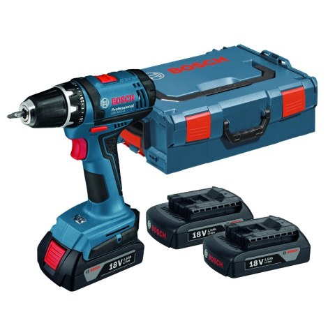 Pora/ruuvinväännin Bosch GSR 18-2-Li; 18 V; 3x1,5 Ah akku