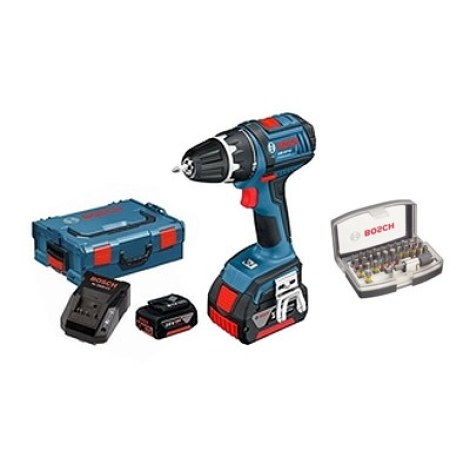 Pora/ruuvinväännin Bosch GSR 18 V-LI; 18 V;  2x4,0 Ah akku