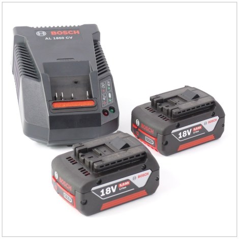 Tarvikesarja Bosch GBA 18 V-Li 2x5,0 Ah akku + laturi AL1860 akkutyökaluille
