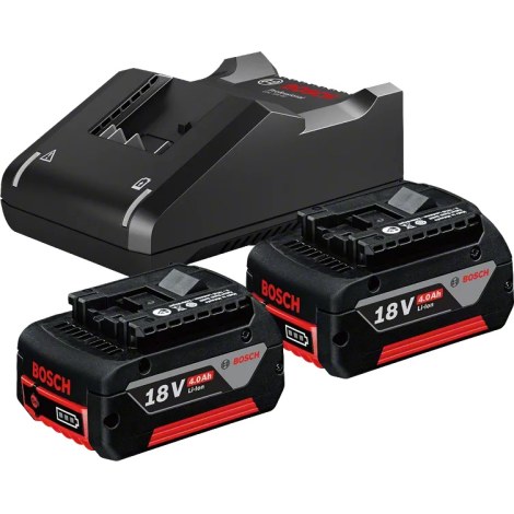 Tarvikesarja Bosch GBA; 18 V; 2x4,0 Ah + laturi GAL 18V-40