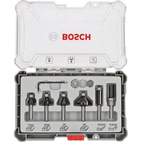 Jyrsinteräsarja  Bosch Trim&Edging; 8 mm; 6 osat