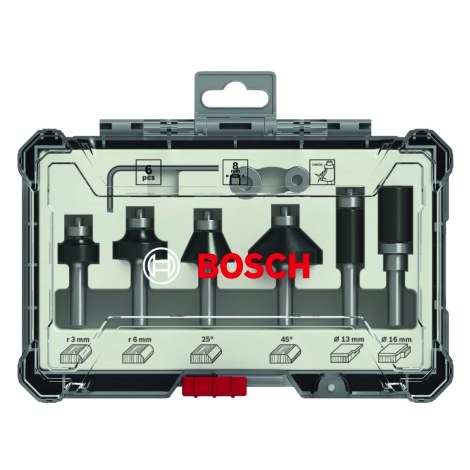 Jyrsinteräsarja  Bosch 2607017470; 1/4''; 6 kpl.
