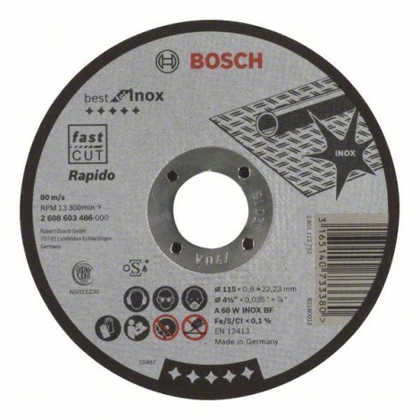 Hiova katkaisulaikka Bosch Best for Inox 2608603486; 115x22,23 mm