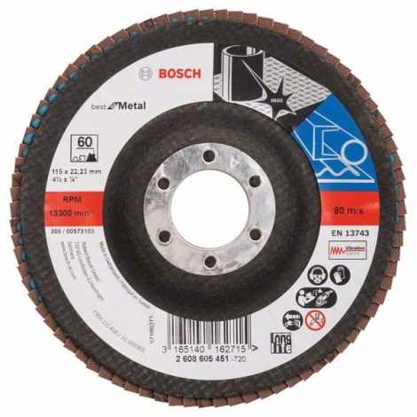 Lamellihiomalaikka  Bosch Best for Metal X571; 180 mm; K40