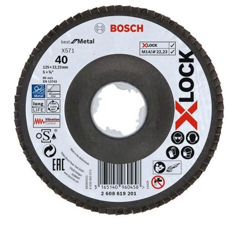 Lamellihiomalaikka  Bosch X-LOCK; 125 mm; K 40