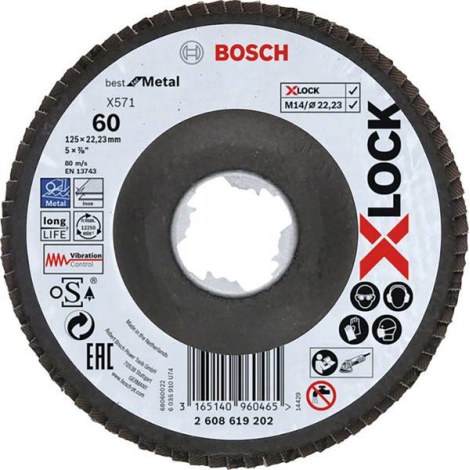 Lamellihiomalaikka  Bosch X-LOCK; 125 mm; K 60