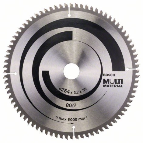 Katkaisuterä puulle Bosch MULTI MATERIAL; 254x3,2x30,0 mm; Z80; -5°