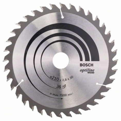 Katkaisuterä puulle Bosch OPTILINE WOOD; 210x2,8x30,0 mm; Z36; 15°