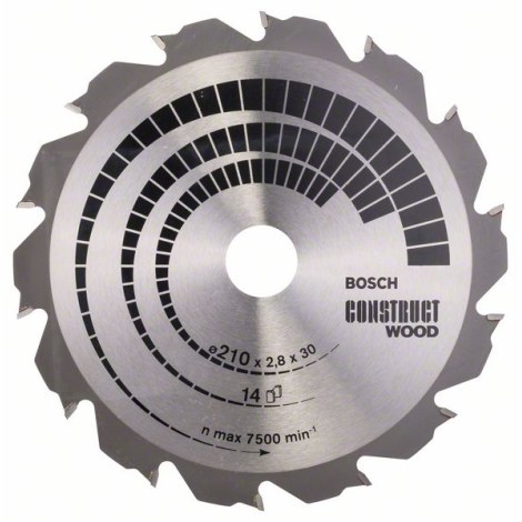 Katkaisuterä puulle Bosch CONSTRUCT WOOD; 210x2,8x30,0 mm; Z14; 12°