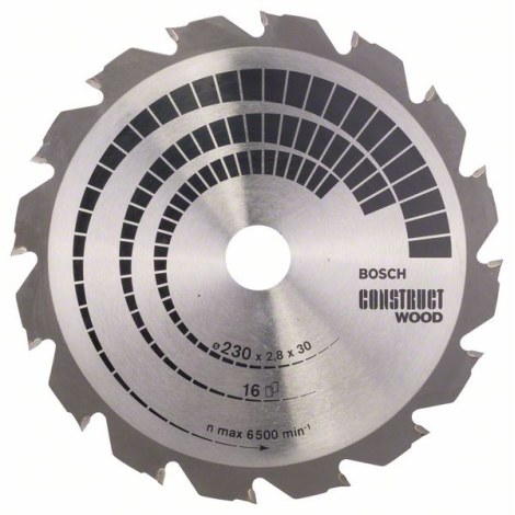 Katkaisuterä puulle Bosch CONSTRUCT WOOD; 230x2,8x30,0 mm; Z16; 12°
