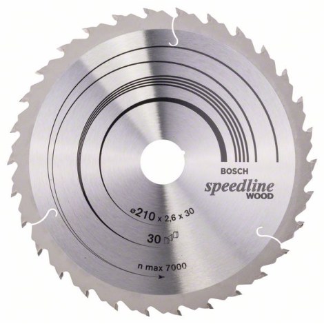 Katkaisuterä puulle Bosch SPEEDLINE WOOD; 210x2,6x30,0 mm; Z30; 15°