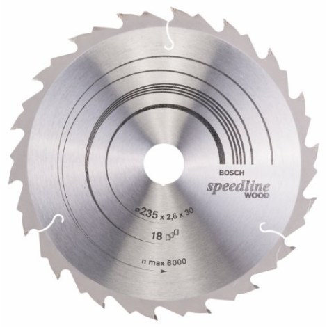 Katkaisuterä puulle Bosch SPEEDLINE WOOD; 235x2,6x30,0 mm; Z18; 15°