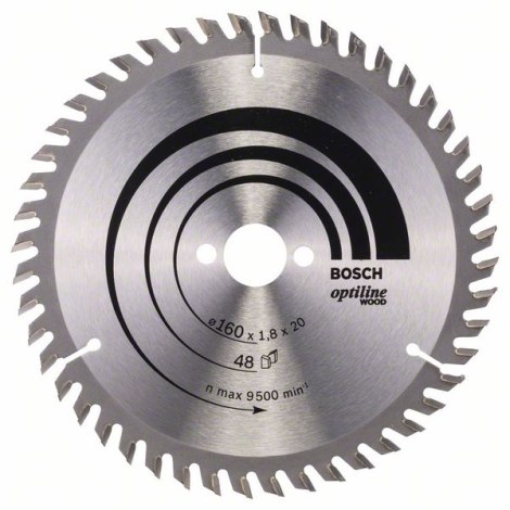 Katkaisuterä puulle Bosch OPTILINE WOOD; 160x1,8x20,0 mm; Z48; 15°