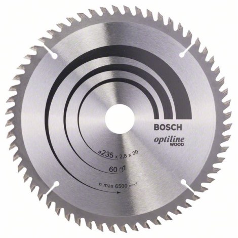 Katkaisuterä puulle Bosch OPTILINE WOOD; 235x2,8x30,0 mm; Z60; 15°